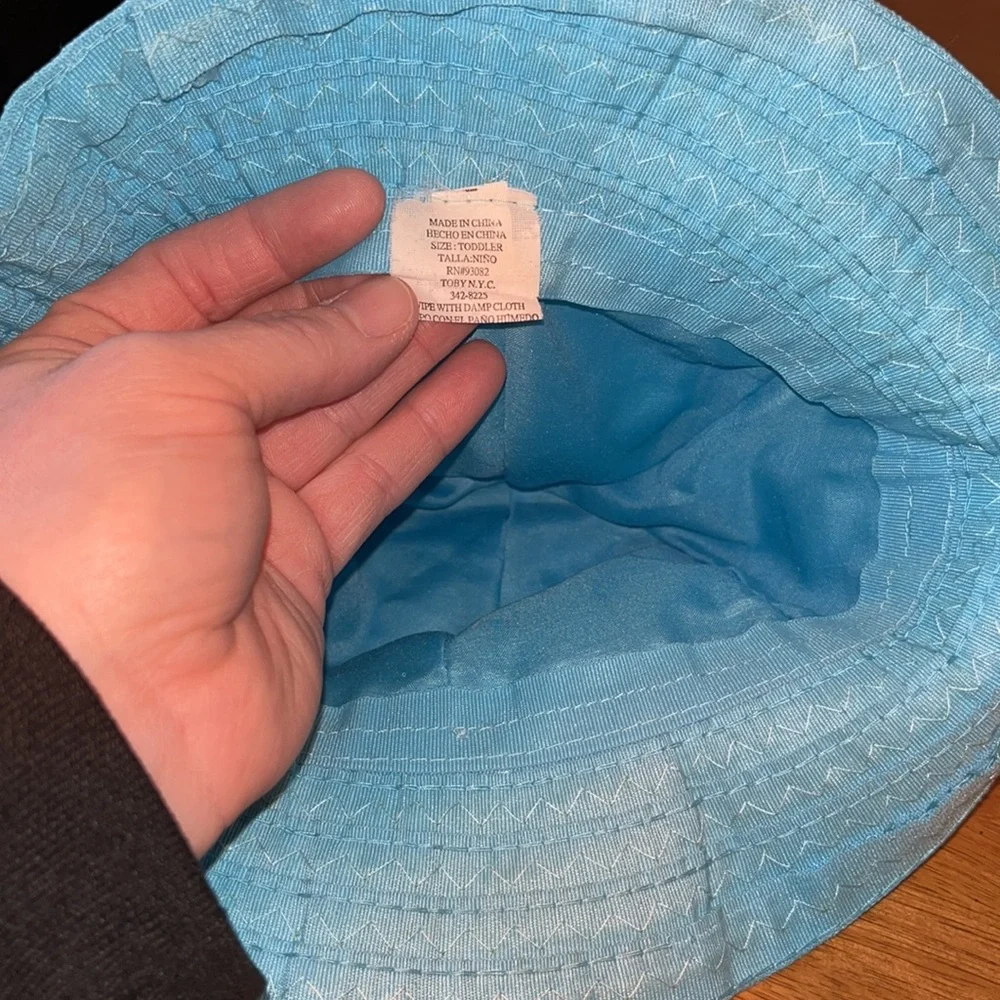 Toddler Hat Aqua with Lime Stripe Accent and Flower